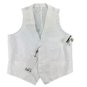 Bar III Mens Slim Fit 100% Linen Suit Vest White L